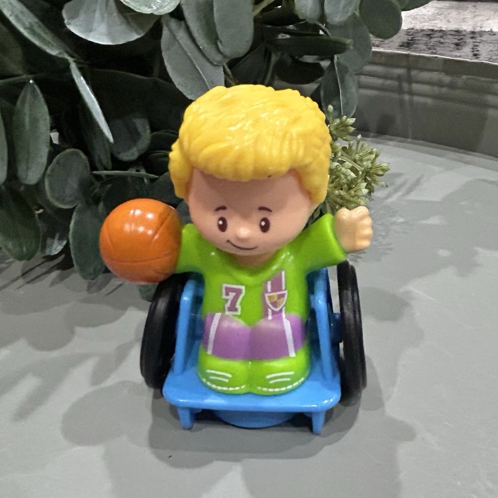 Fisher Price Little People Blonde Boy in Wheelchair Basketball Player Josh 2016